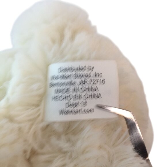 Walmart White Bunny Rabbit Plush 9" Easter Stuffed Animal Toy Pink Plaid Bow - Picture 5 of 8